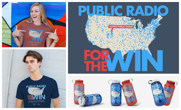 "Public Radio for the Win" T-Shirt and Water Bottle Combo